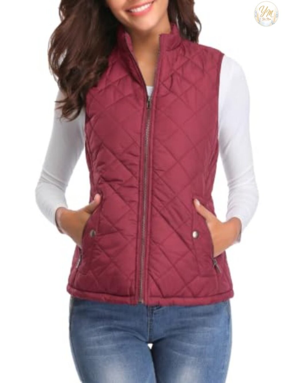 Quilted Puffer Vest Lightweight Zip Up Gilet Sleeveless Stand Collar